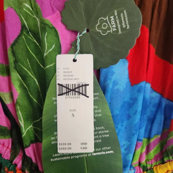 NWT FARM Rio Palila Fringe Tropical Print Bead Midi Dress - Picture 3 of 7